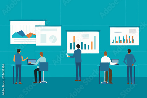 Business Team Analyzing Data Charts Graphs Presentation Meeting