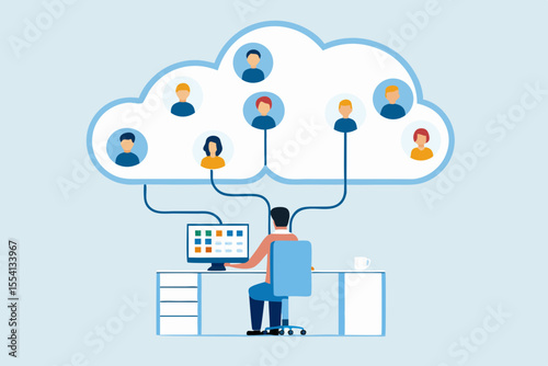 Remote Team Collaboration Cloud Computing Network Connection