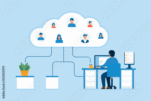 Remote Team Collaboration Cloud Computing Network Connection