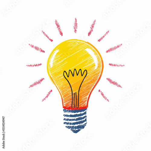 rough graphite lightbulb with neon-orange zigzag filament and soft gray shading