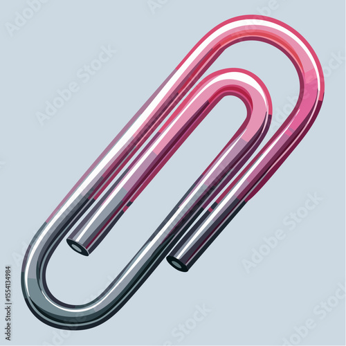 hand-drawn gunmetal paper clip with micro-dots in inner loop and wiggly twist outline