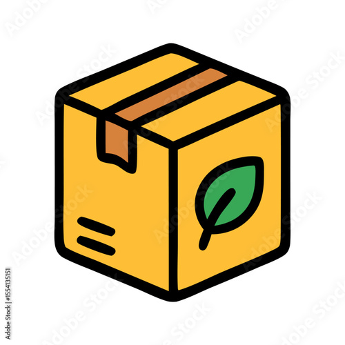 Sustainable packaging sealed yellow ecofriendly cardboard box for eco conscious shipping. Suitable for ecofriendly product packaging or shipping concepts.