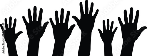 Raised Hands Silhouette - Community, Support, or Participation Icon