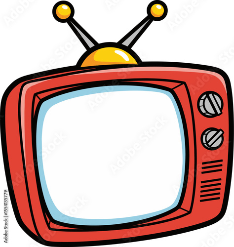 Vector illustration of a retro television set with an antenna, perfect for vintage media and entertainment designs
