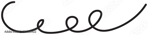 Handwritten curly lines. Vector. Simple lines. Separate. Round. Flexible. Light.