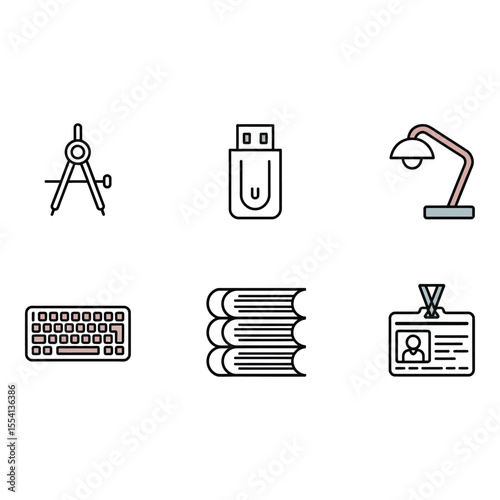 Office and school supplies in a simple and clean design