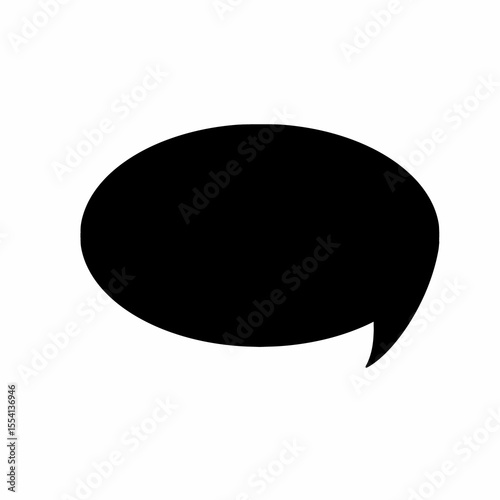 Vector illustration is showing black speech bubble centered on plain white backdrop