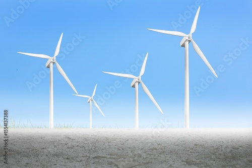 Four wind turbines in a desert