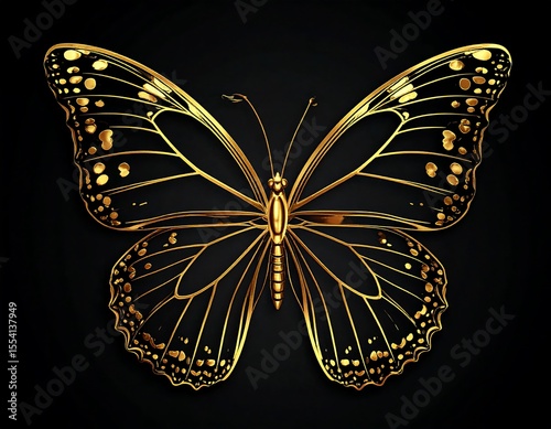 Golden butterfly on black background