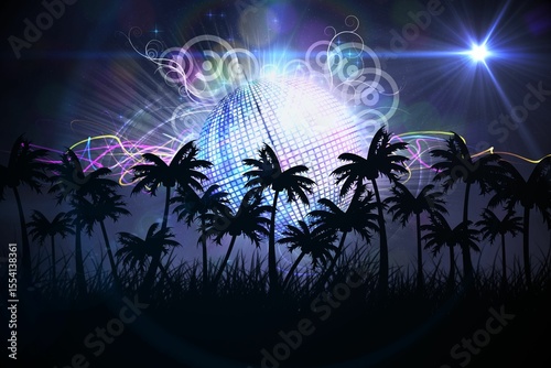 Digitally generated palm tree background