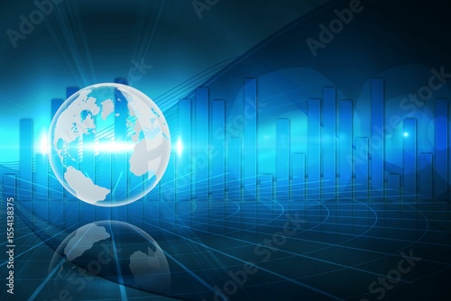 Global business graphic in blue