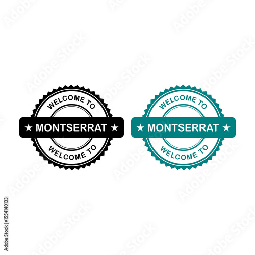Welcome to Montserrat vector logo stamp. Ideal for travel and tourism content.