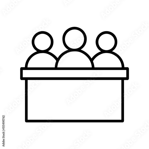 Jury panel icon representing trial decision by group of people – outline version