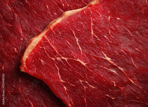 raw beef marbling texture top view on white background