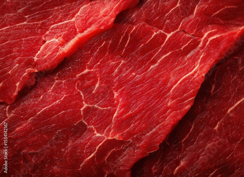 raw beef marbling texture top view on white background