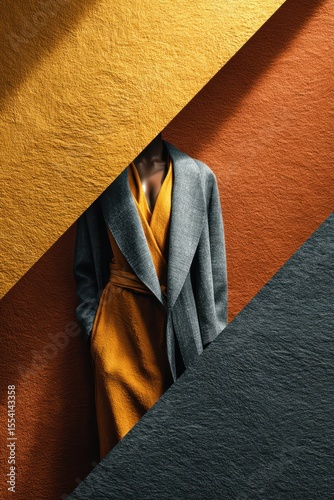 Elegant fashion presentation with sophisticated textures and colors
