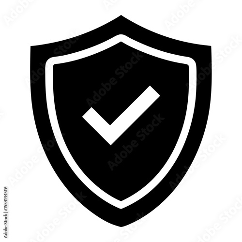 Black Shield Icon White Check Mark Security Approved