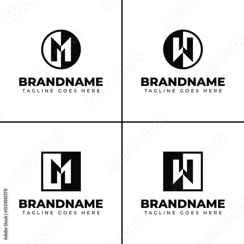 Letter M or W Circle and Square Logo, symbolizing excellence, ambition, and standout identity