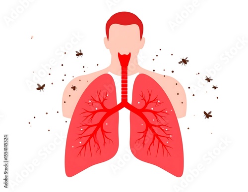 Human lungs with insect infestation