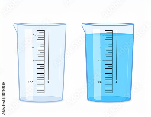 Set of kitchen measuring cups with 1-liter capacity, one empty and one filled