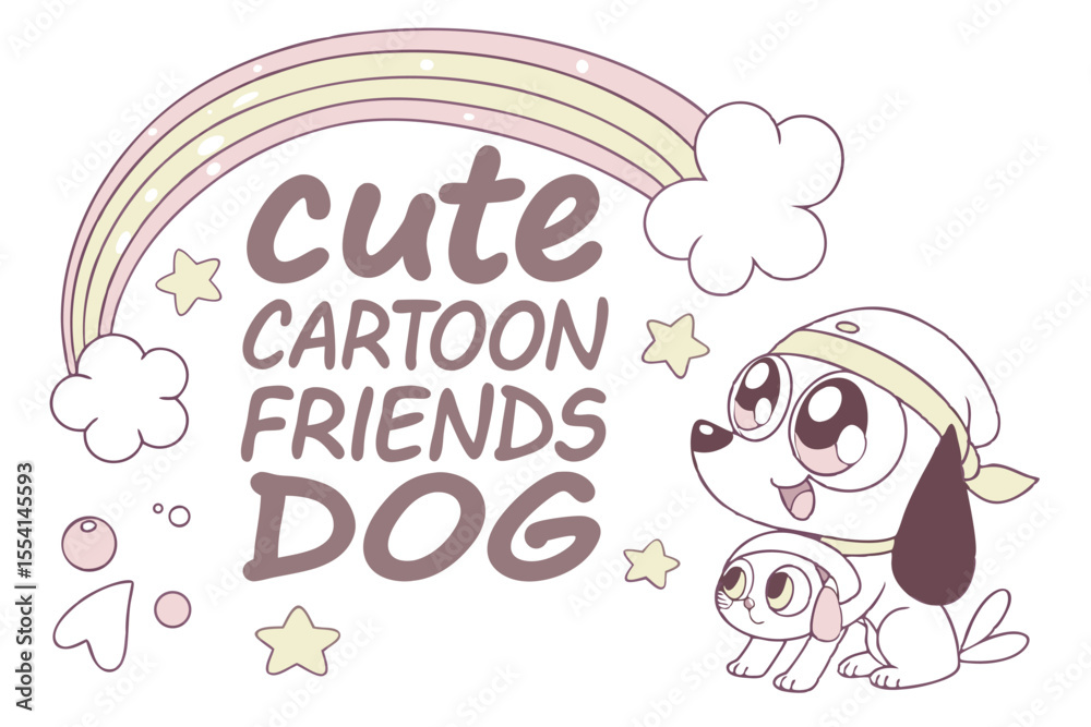 Fototapeta premium Adorable kawaii style cartoon dog character with rounded features