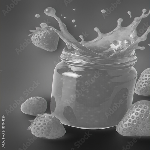 Strawberry Splash: A vibrant illustration of a strawberry splash with fresh strawberries, evoking the sweetness of this iconic fruit.