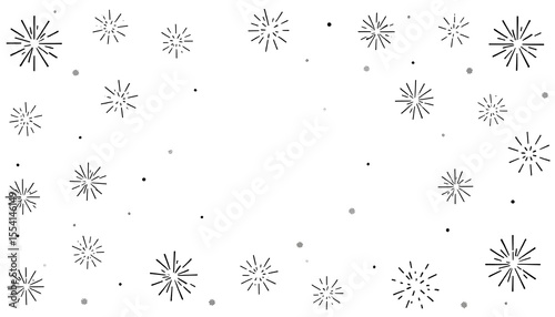 Shooting star vector. Black and white firework line icons.