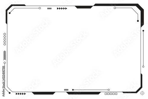HUD frames black user interface elements design modern technology futuristic control panel screen digital hologram window gaming menu touching cyber monitor set on white background.