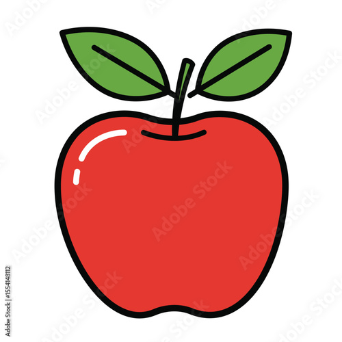 red apple with leaf