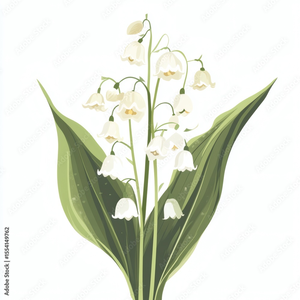 Fototapeta premium Beautiful Lily of the Valley Illustration