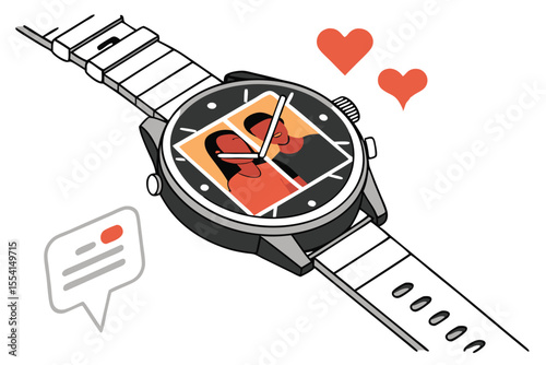 Modern smartwatch displaying a vibrant photo collage on its screen