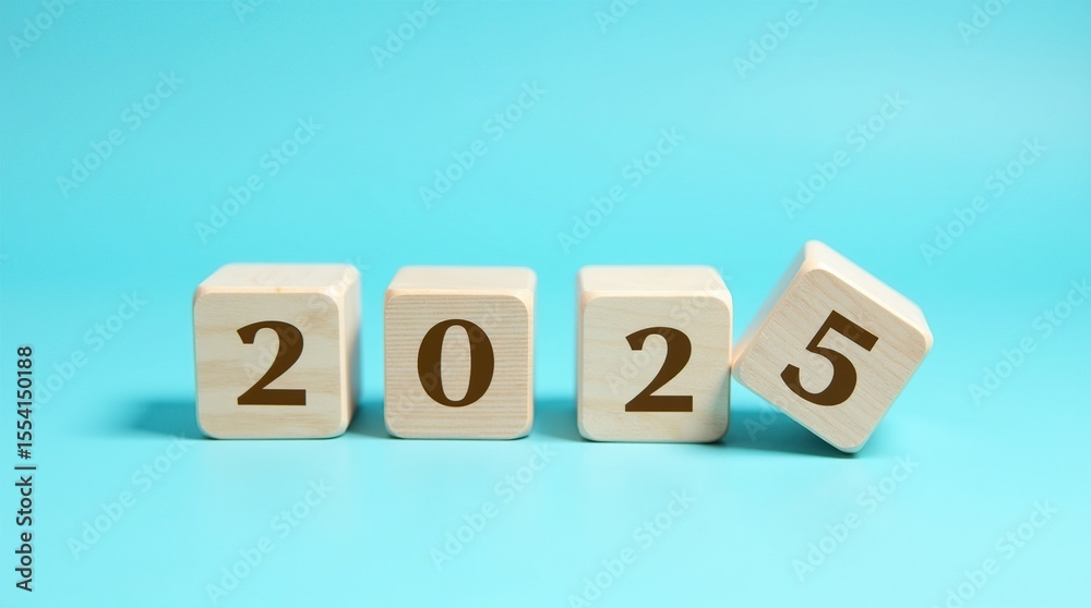 New Year 2025: Wooden Blocks Displaying the Upcoming Year New Year 2025: Wooden Blocks Displaying the Upcoming Year