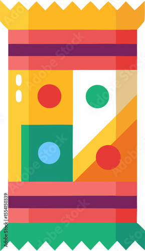 Colourful flat icons for a snack bar wrapper with white background.