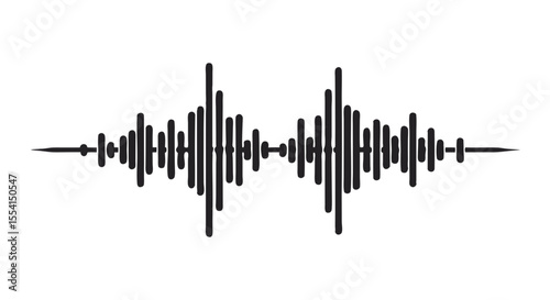 Minimalist Sound Wave for Music, Podcast, or Tech Projects Symmetrical Sound Waveform Illustration  Vector Style Art on  isolated transparent background 