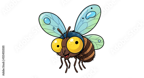 cartoon mosquito nsect with Colorful Wings Vector Style Art on  isolated transparent background   Playful Bug with Droplet-Patterned Wings