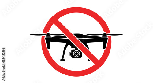 No Drone Zone Sign - Prohibited Drone Symbol Prohibited Drone Flight - Warning Sign Vector Style Art on  isolated transparent background     