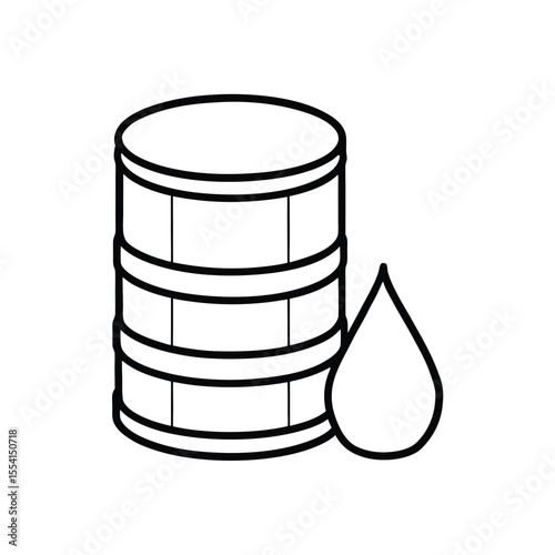 Crude Oil Industry Icon Depicting a Barrel and Droplet Symbolizing Petroleum Production and Consumption in the Global Market