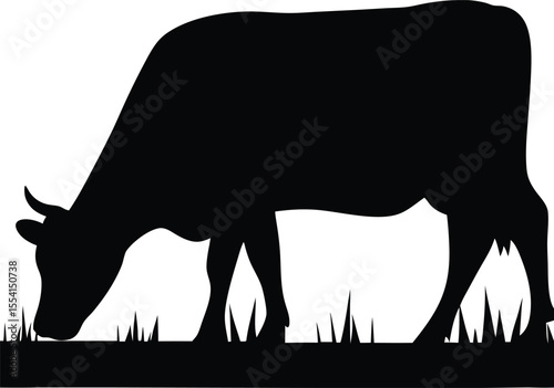 Cow silhouette, Black cow silhouette, animal silhouette