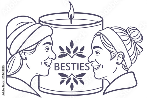 Flat design illustration of a personalized candle with simple decorative elements