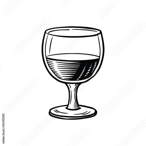 Monochrome Wine Glass Illustration A Stylish and Classic Depiction of Wine Serving Vessel Artistically Rendered for Timeless Elegance