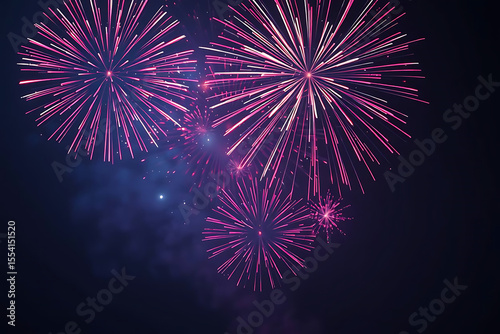 4th of July Independence Day Background – American Flag with Fireworks and Copy Space for USA Celebration Design


