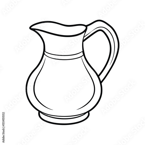 Simple Sketch of a Classic Pitcher with Elegant Handle Design for Beverages and Water