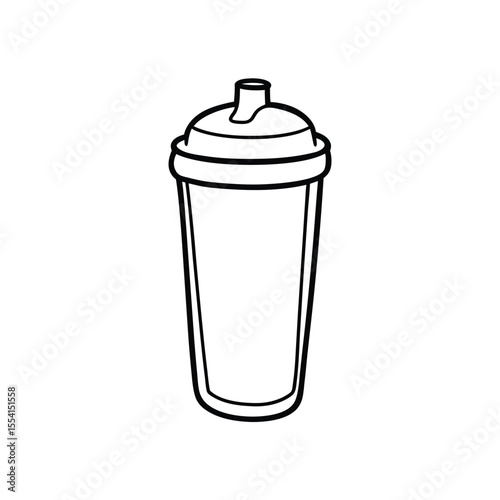 Sleek Black and White Protein Shaker Illustration A Modern Minimalist Design for Fitness and Health Drink Concepts