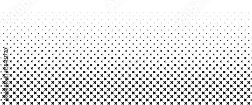 Abstract halftone pattern with fading black crosses on white background. Modern minimal design, perfect for backgrounds, textures, or graphic overlays