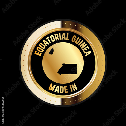 Map of Equatorial Gauinea. Vector illustration. Logo, Icon, and Symbol. Equatorial Guinea map gold seal. 