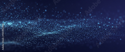 Abstract blue background with sparkling particles resembling a galaxy or cosmic dust. Designed for high-tech chip branding, medical UI templates