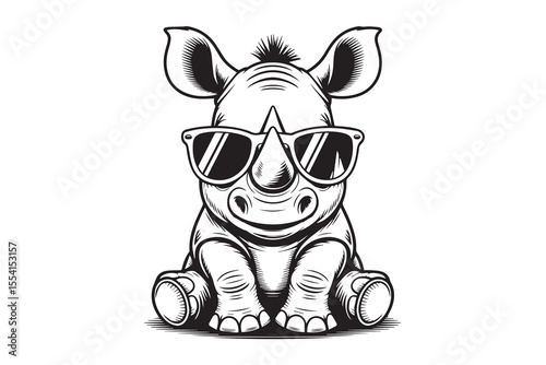  Rhino sunglasses illustration vector