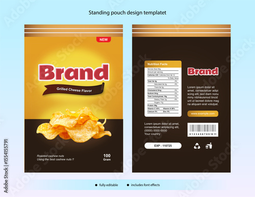Fully editable snack packaging template