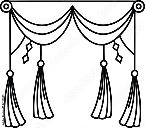 Minimalist Line Art of a Cultural Celebration Curtain