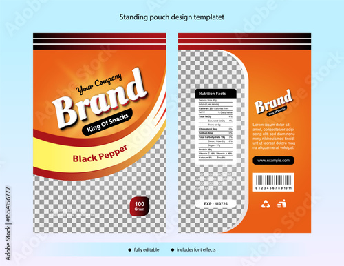 Fully editable snack packaging template